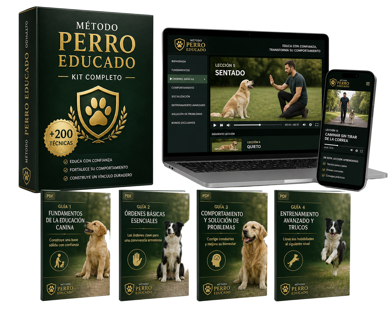 Método Perro Educado Kit Completo: guías, PDFs, tablet, celular y notebook con videos prácticos